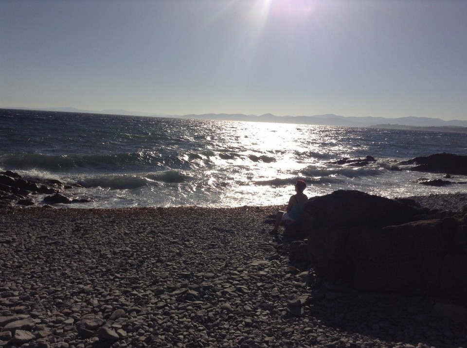 Frankreich - Saint-Raphaël - Strand Campeole, Blick auf St. Tropez