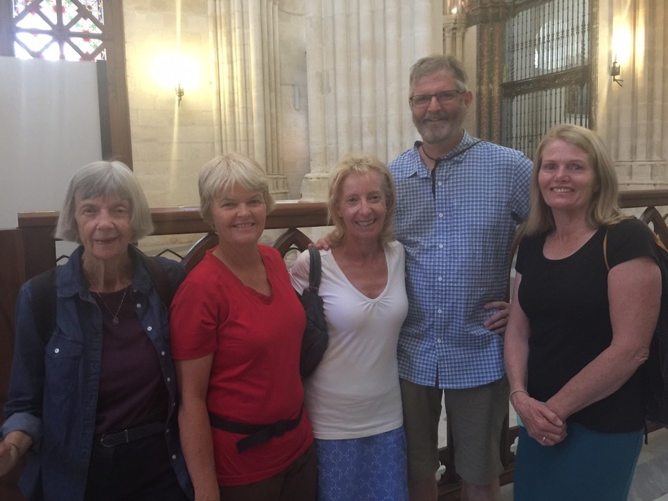  - Spain, Burgos, Plaza Mayor - Camino friends: Lee, Anne, Susie, Ron, Leanne