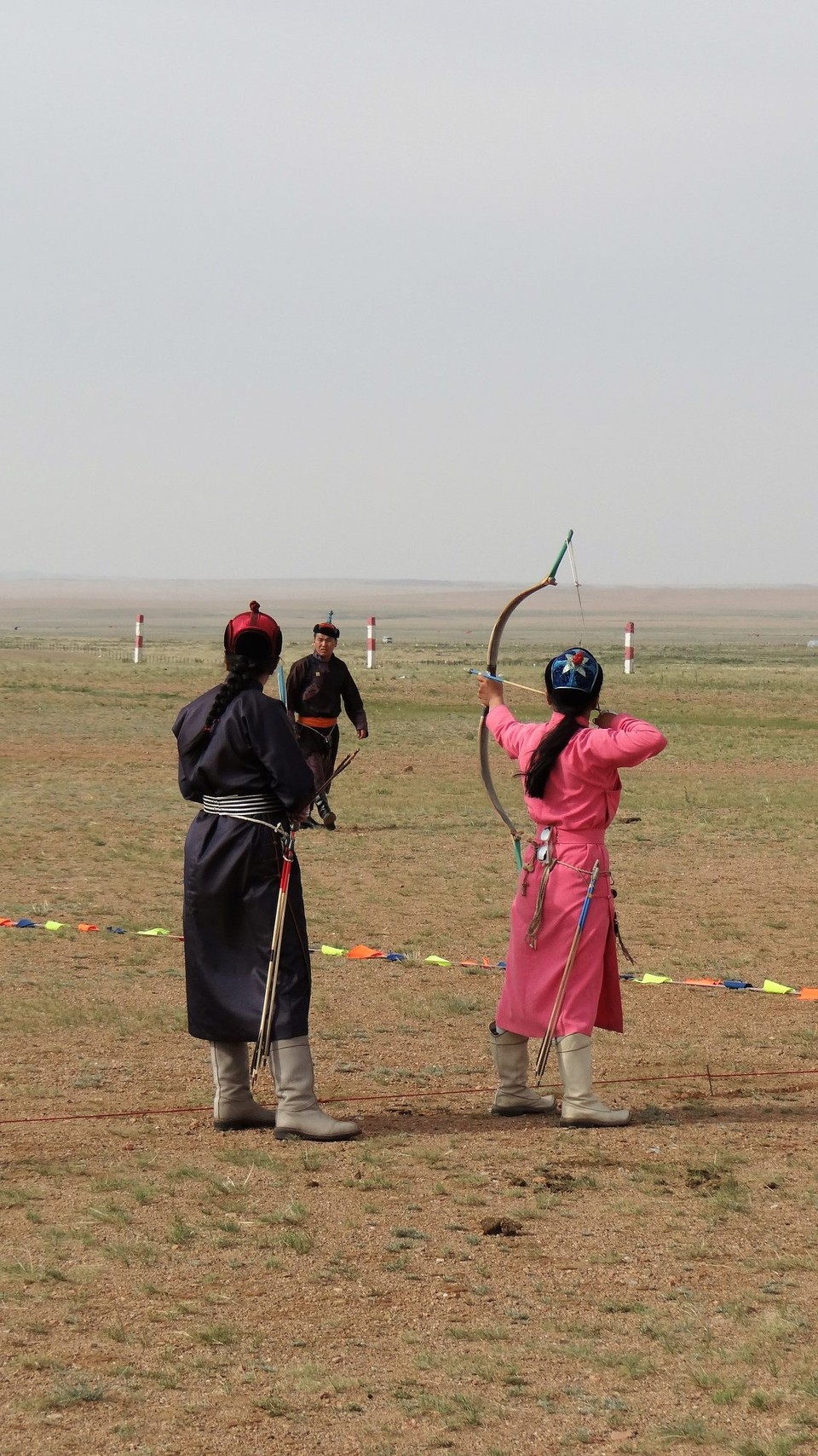 Mongolia - Mandalgovi - The Archery - we liked this young girl with her sunnies tucked into her traditional outfit