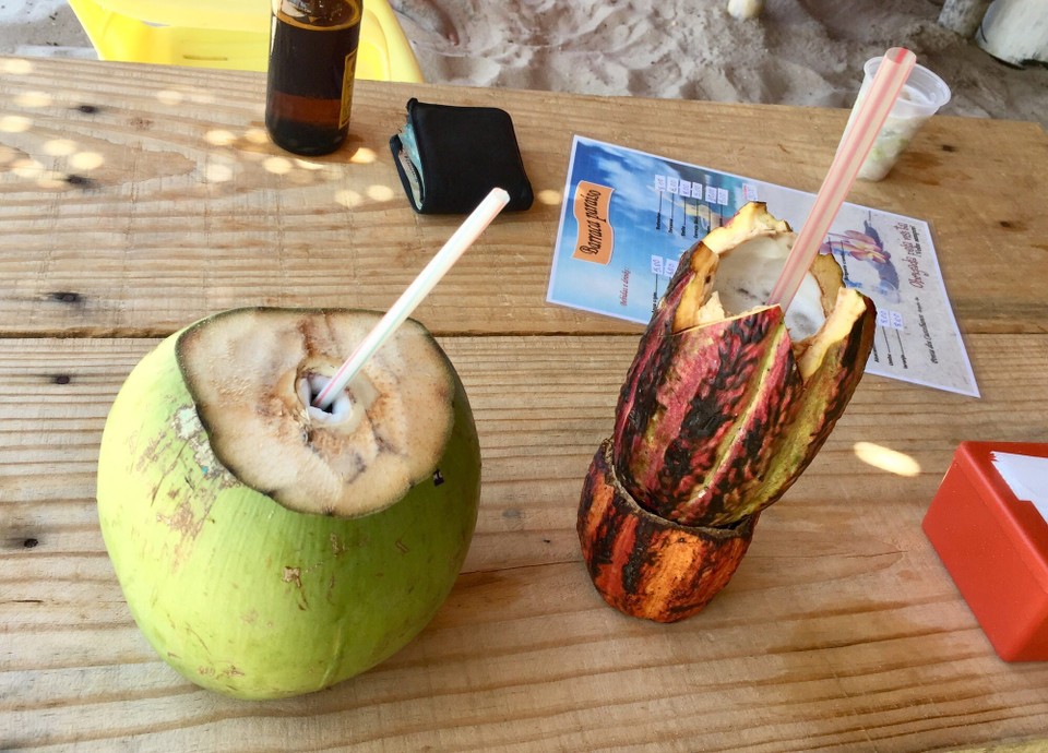 Brasilien - Cairu - Aqua de Coco und dann ein Kakaofrüchte Cocktail mit Rum👌👌🤩 