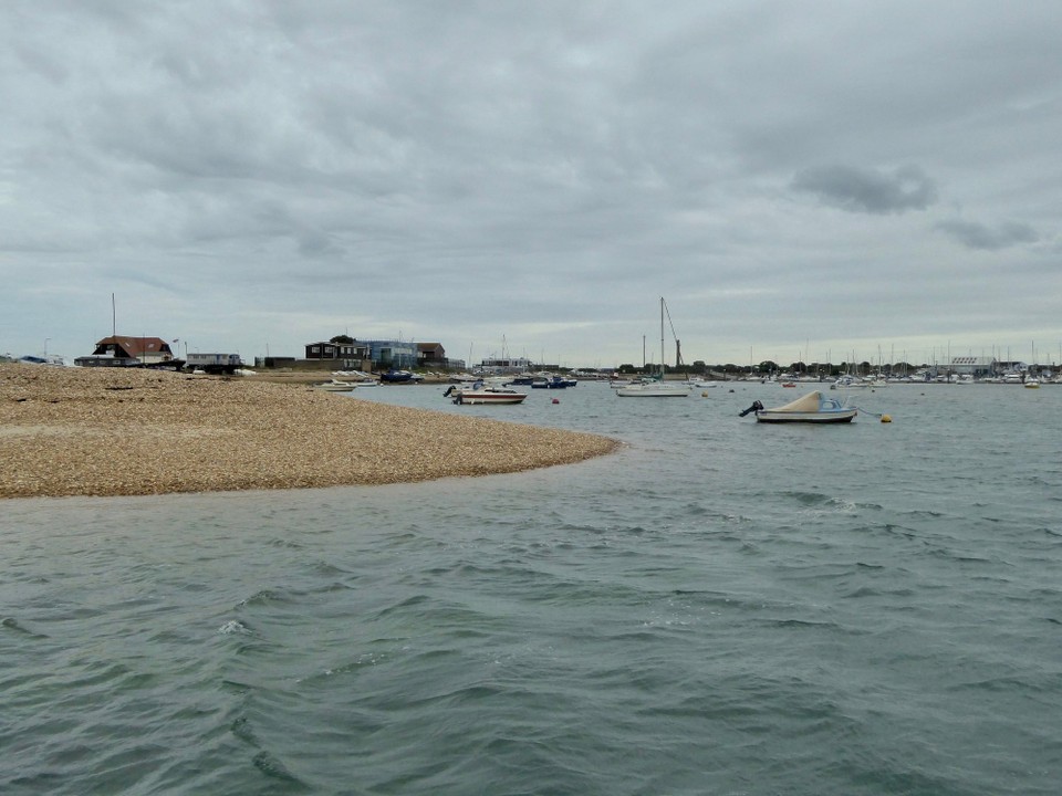 United Kingdom - Southsea - Following the tall red and green posts marking the channel, we turned just before reaching the shingle beach.