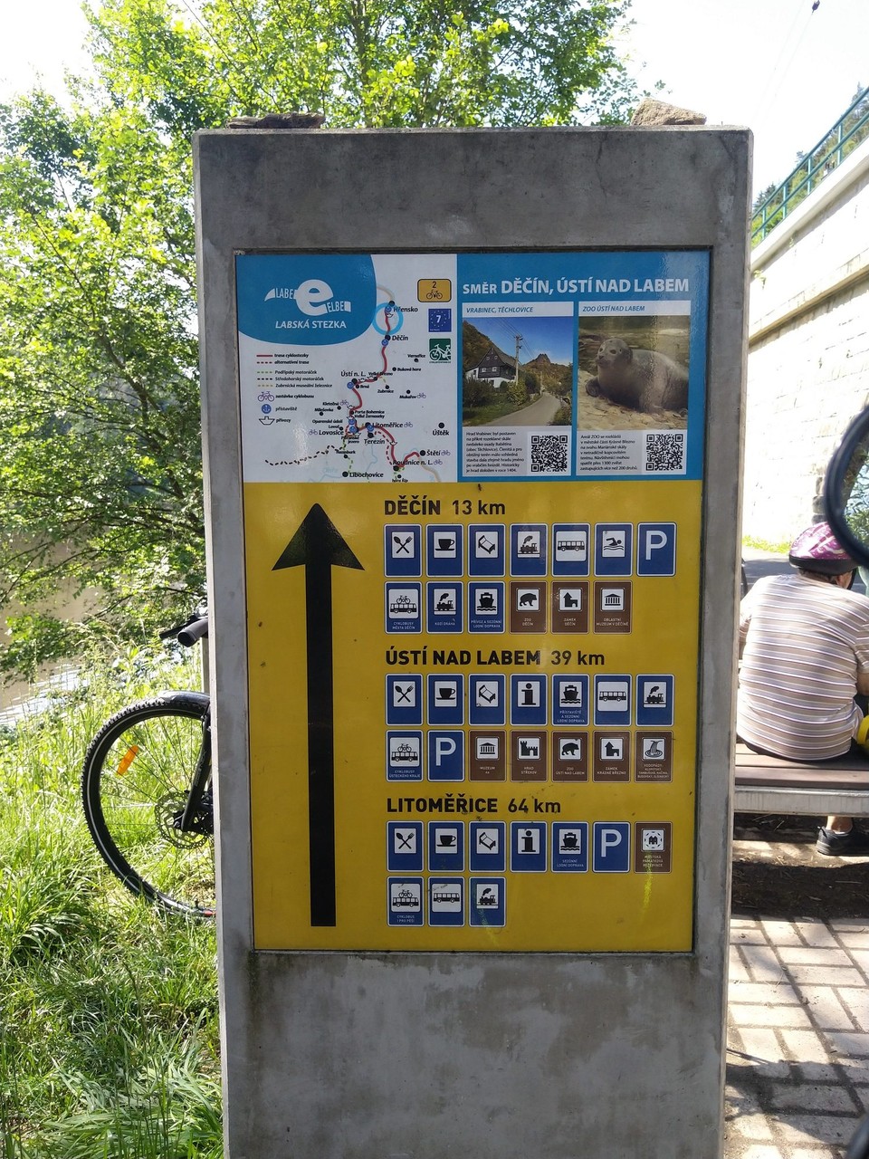 Tschechien - Ústí nad Labem - Nachtrag 1: Hier in Tschechien haben sie extrem praktische Schilder. Zwischendurch, auch in Deutschland, ist die Versorgung etwas spärlich. Es ist sehr hilfreich zu wissen, wann man wieder mit zum Beispiel Gastronomie rechnen kann.