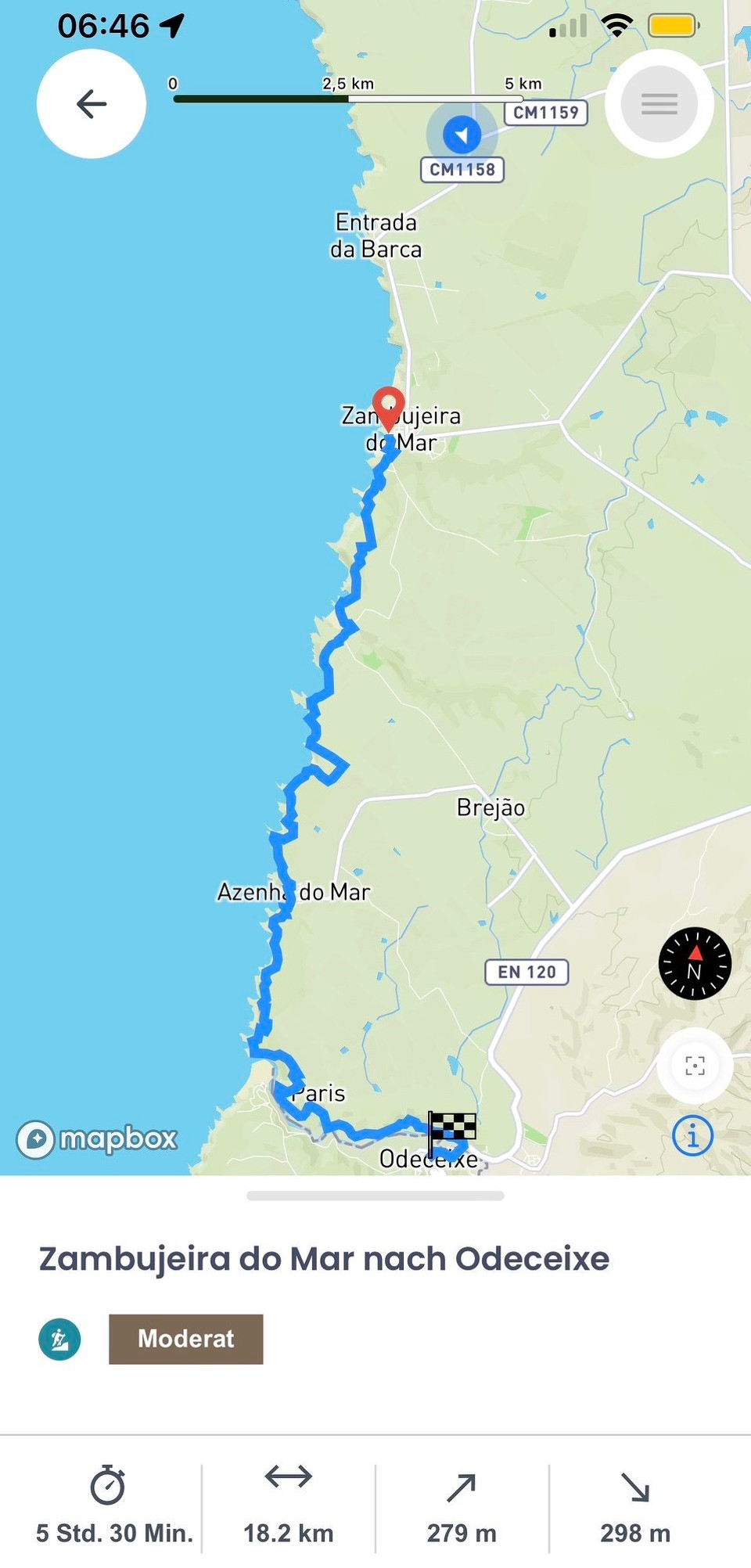 Portugal - Zambujeira do Mar - … plus die „fehlenden“ km von gestern… und die Sonne will heute richtig ranklotzen. 