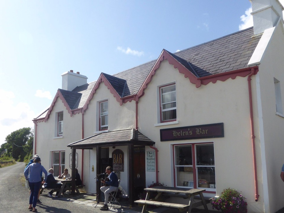 Ireland - Tuosist - ….and onto Helen’s Bar at Tuosist. Made famous for having the cheapest beer in Ireland last year, it’s the most people and cars we’ve seen all day.