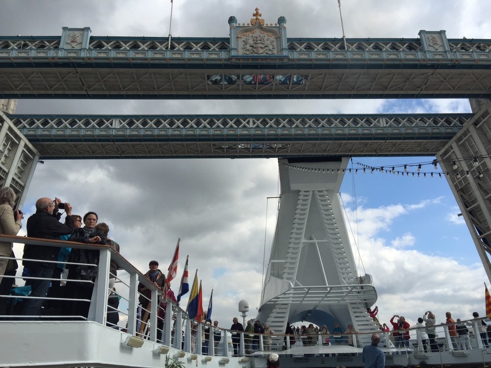  - United Kingdom, London, River Thames - Going under the Tower Bridge, London. 