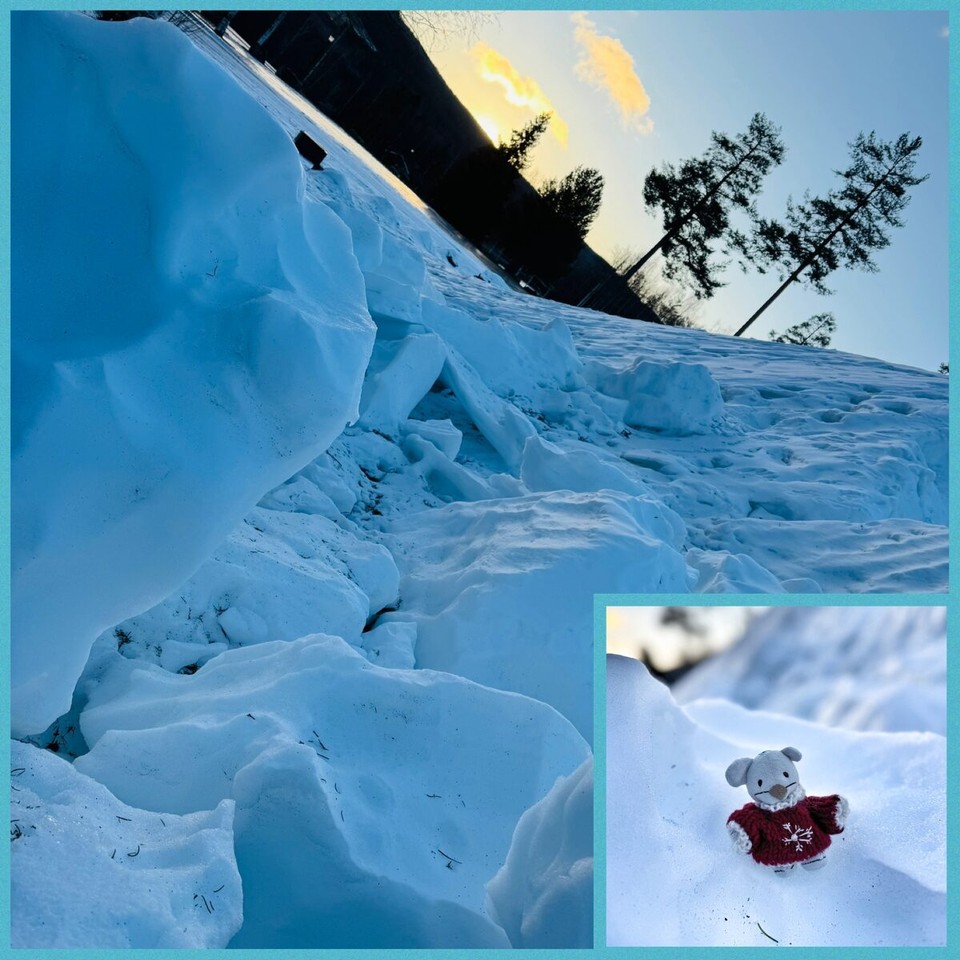 Norwegen - Fåberg - Hier gibt es ein bisschen mehr Schnee, aber ziemlich alt, fest und vereist. 