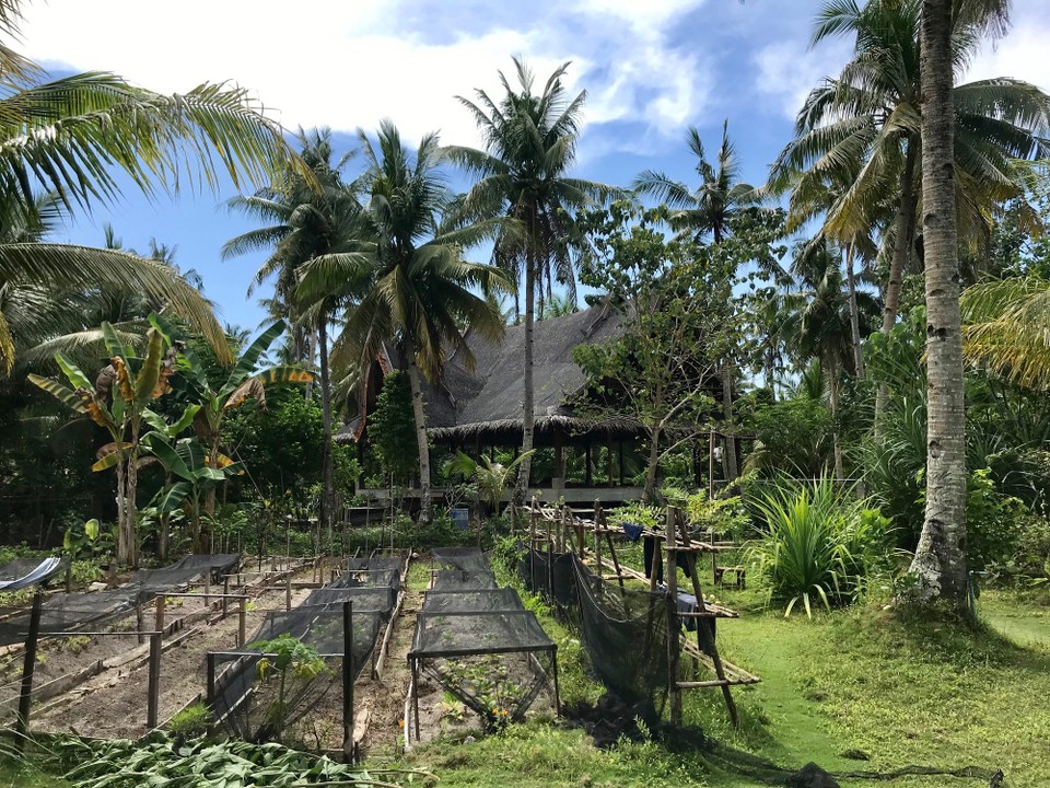 Philippines - Siargao Island - De har egen grønnsaksgate, og i bakgrunnen er den store yoga salen