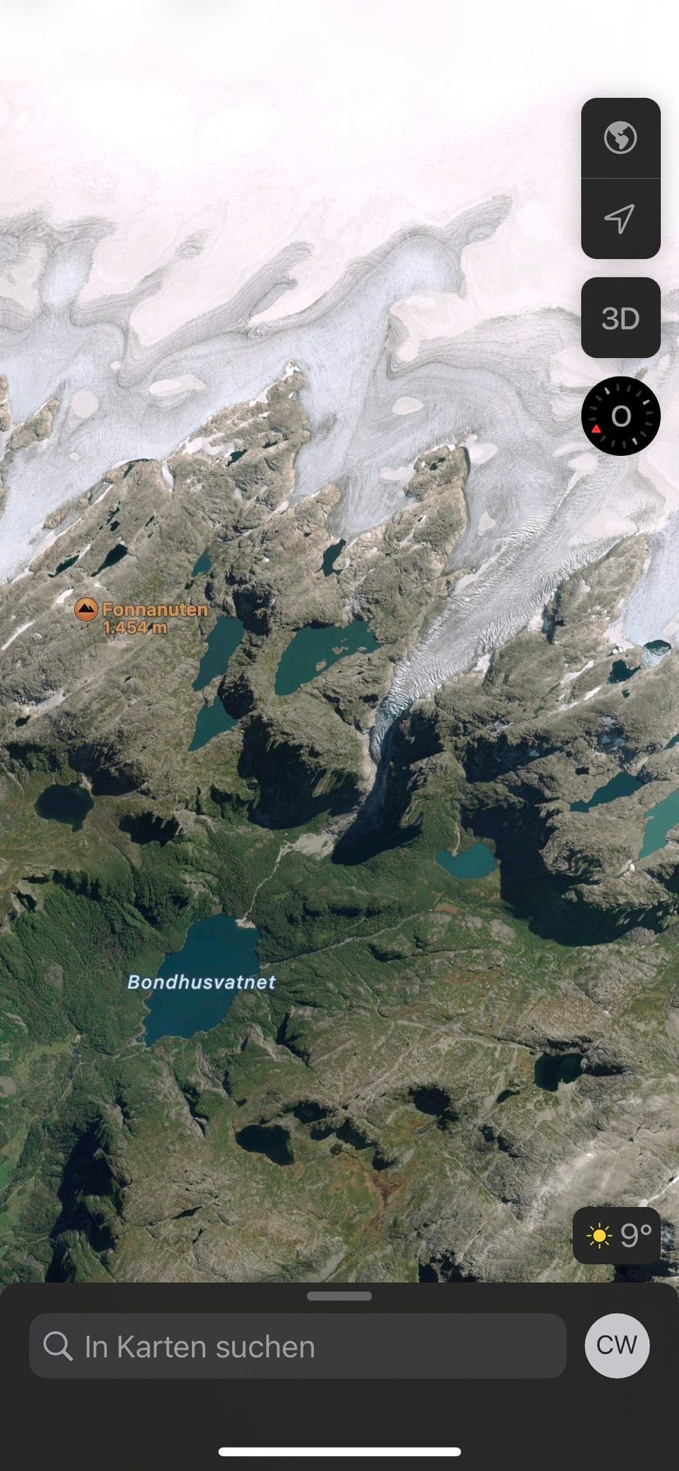 Norwegen - Mauranger - So sieht es aus der Luft aus - dank Google Earth. 🤪