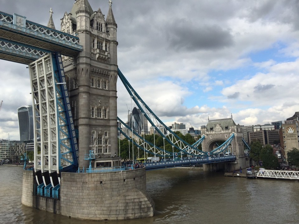  - United Kingdom, London, River Thames - Going under the Tower Bridge, London. 