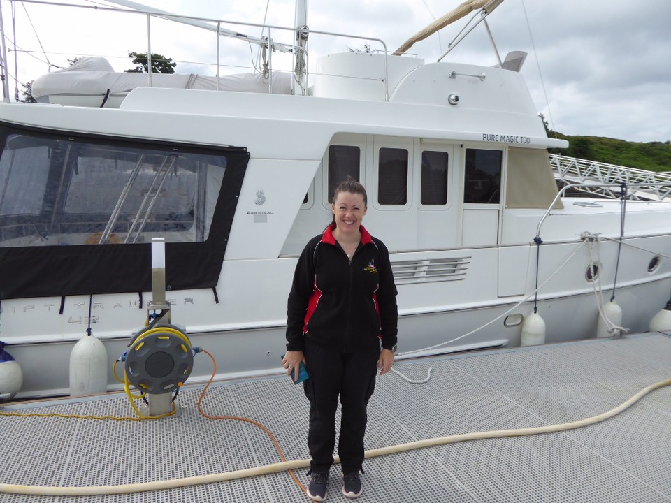 Ireland - Bere Island - Rachael and Patrick took over running the marina 10 years ago from his parents. Patrick still has a full time job as they don’t make much money because the season is so short, but in May they carried out lots of improvements, including this new pontoon. Don’t think Rachael ever stops smiling!