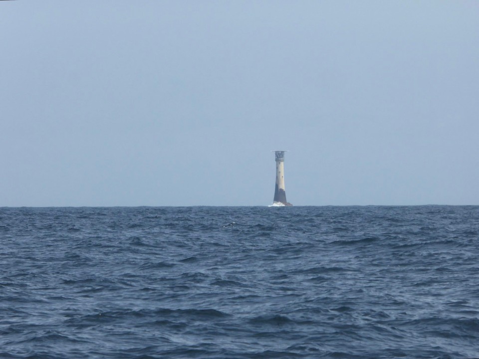 United Kingdom - Falmouth - The rocks around the Isles of Scilly wrecked many ships over the years, including the loss of Sir Cloudesley Shovel's squadron of the British Fleet in 1707 in which 2,000 men died. St Agnes lighthouse was considered inadequate so a 74m lighthouse was planned on the most westerly danger, Bishop Rock.