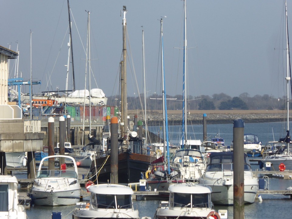 Ireland - Malahide - Avalon nestled amongst bigger boats.