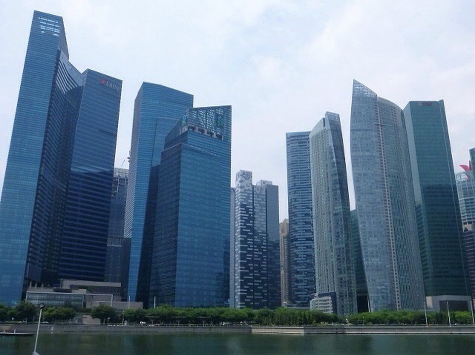 Singapur - Marina - Skyline mit Merlion 