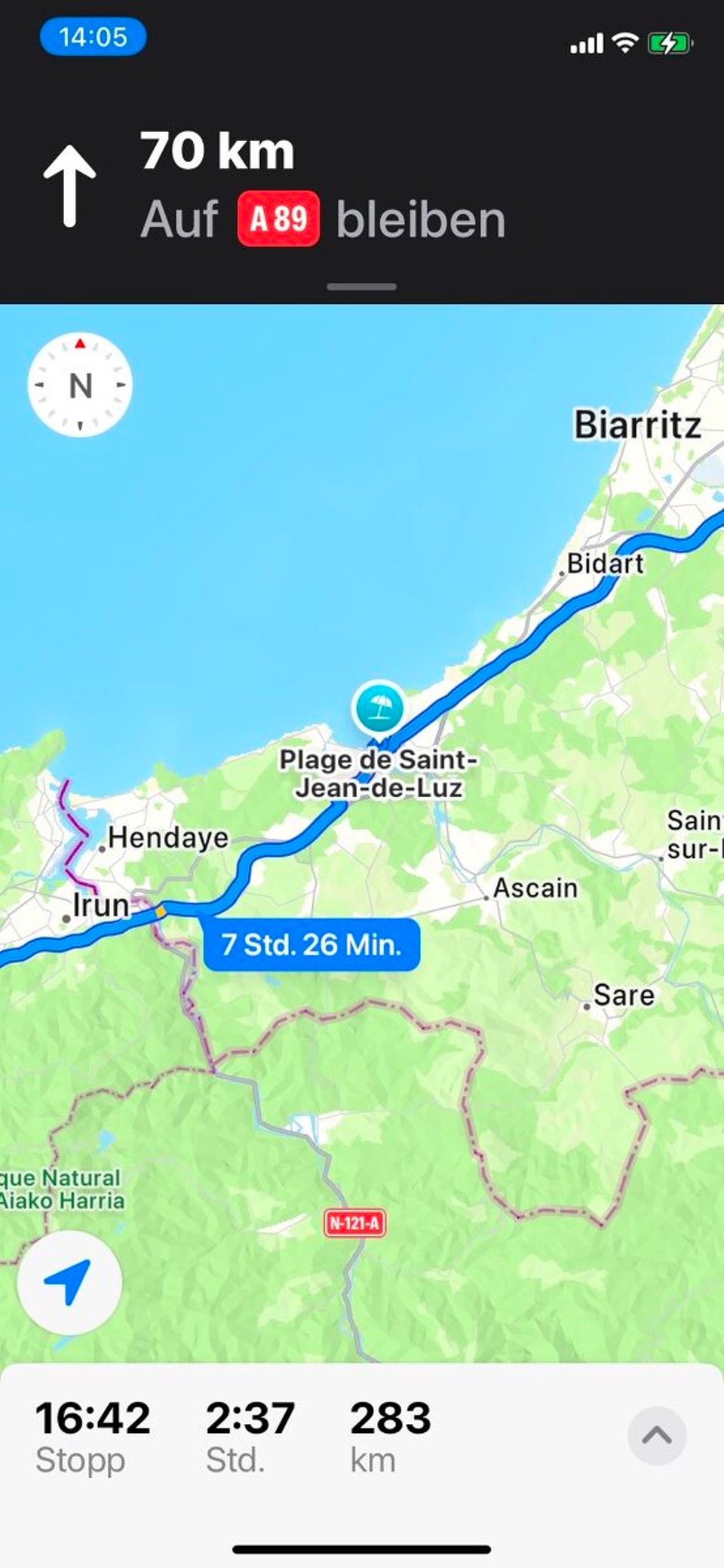 Frankreich - Montpon-Ménestérol - Temperaturen sind jetzt zweistellig und die Sonne scheint! In 2 Stunden bin ich am Strand