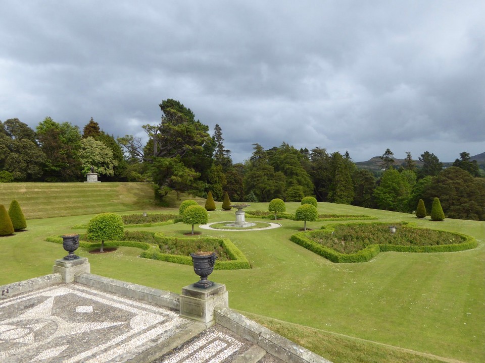 Ireland - Enniskerry - The terraces were designed in the 1840s by Daniel Robertson taking 100 men 12 years to build.  Probably no surprise, as “Mr Robertson was much given to drink…and suffered from gout. He was wheeled out onto the terrace with a bottle of sherry and as long as it lasted he was able to direct the works”.