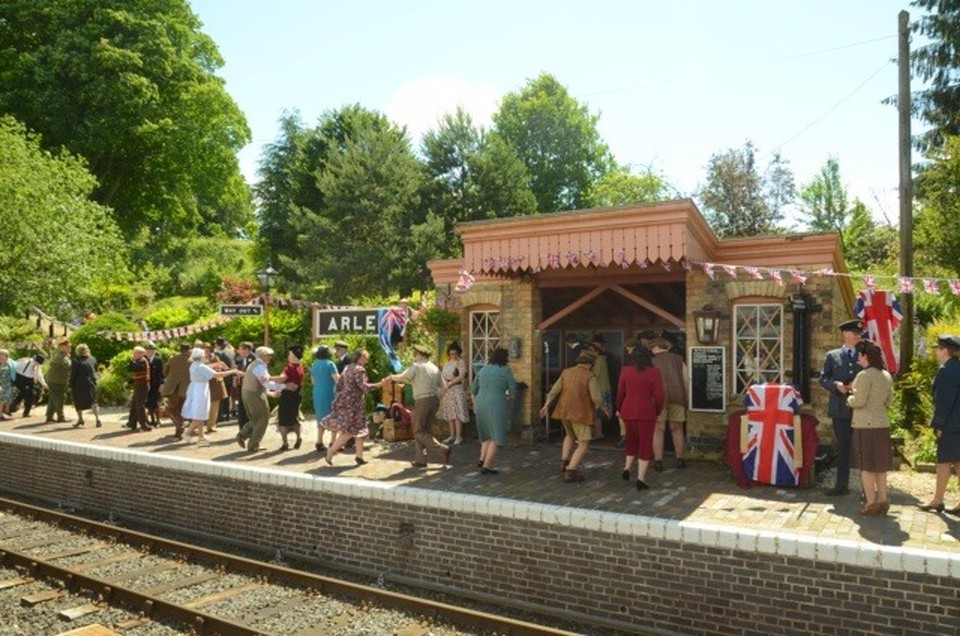 United Kingdom - Shifnal - 1940s wartime dancing on platform 2