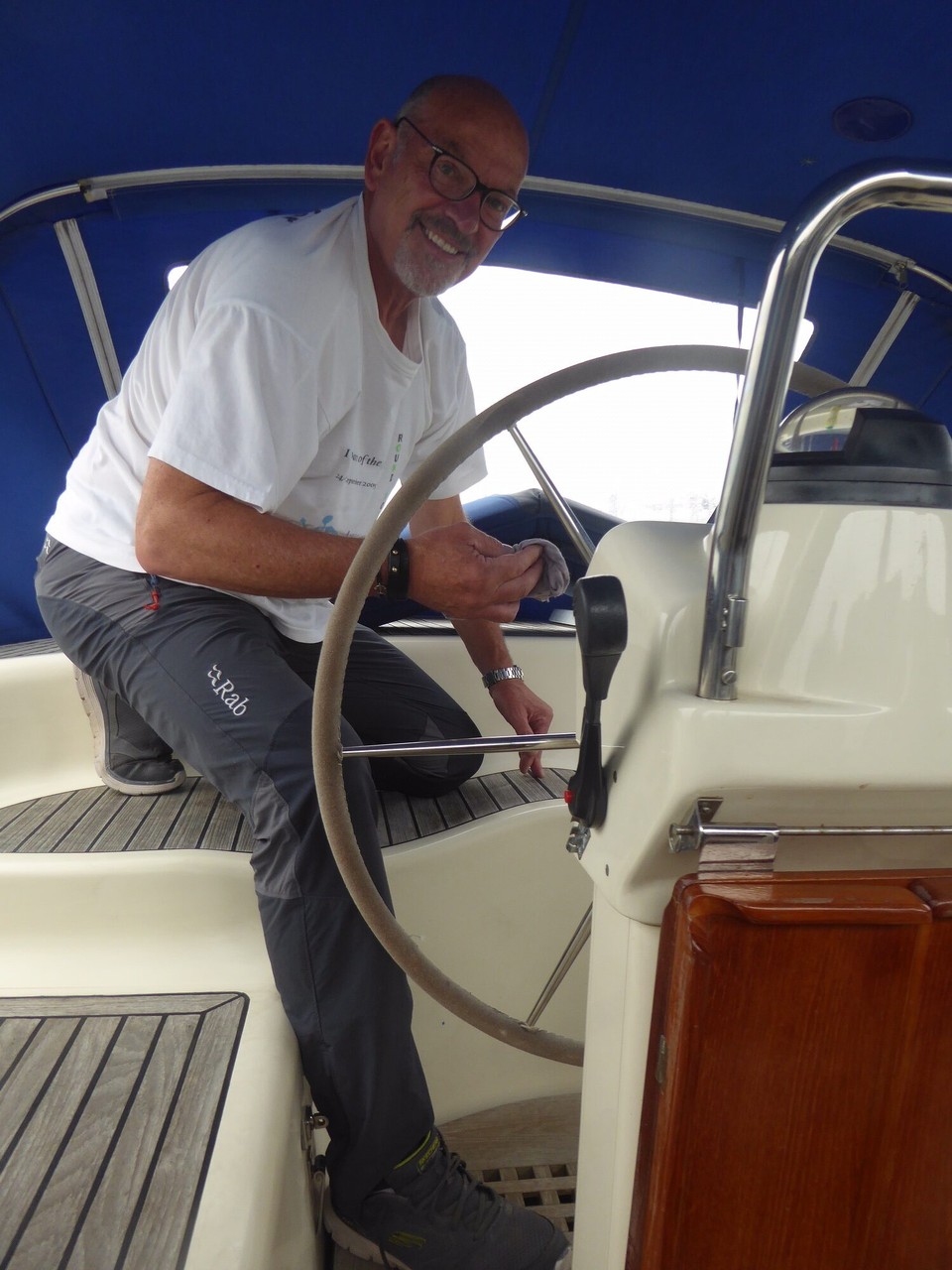 United Kingdom - Maldon - A wet morning, and waiting for the tide meant there was time to clean the cockpit.
