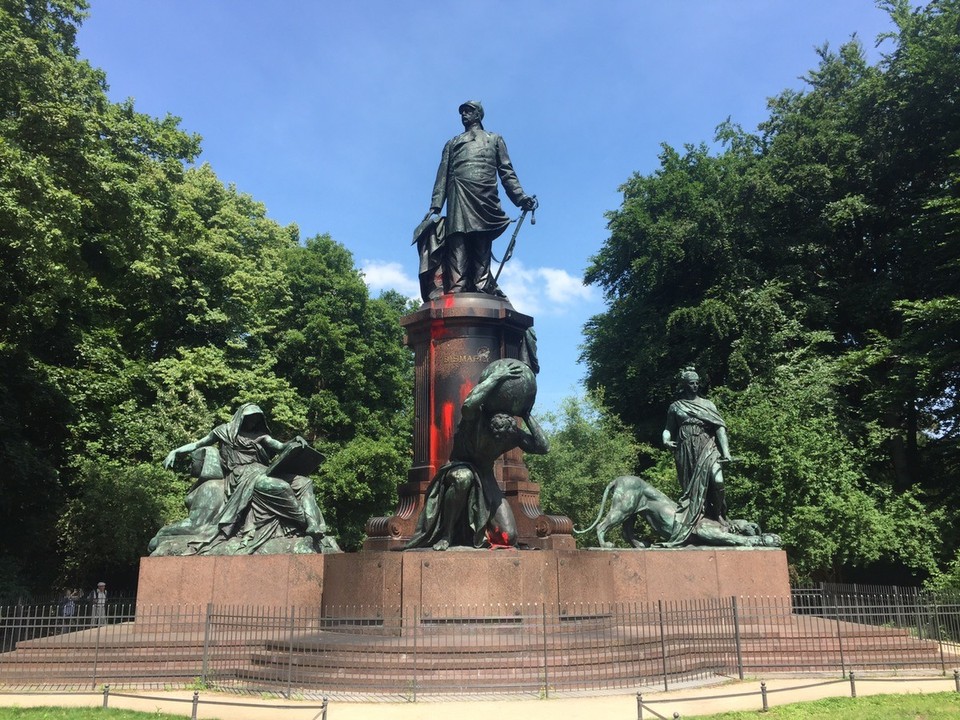 Germany - Berlin - As I exit the pedestrian tunnel and head to the bus stop I stumbled upon this statue - Bismarck-Nationaldenkmal - dedicated to Prince Otto von Bismarck, Minister President of the Kingdom of Prussia and the first Chancellor of the German Empire.