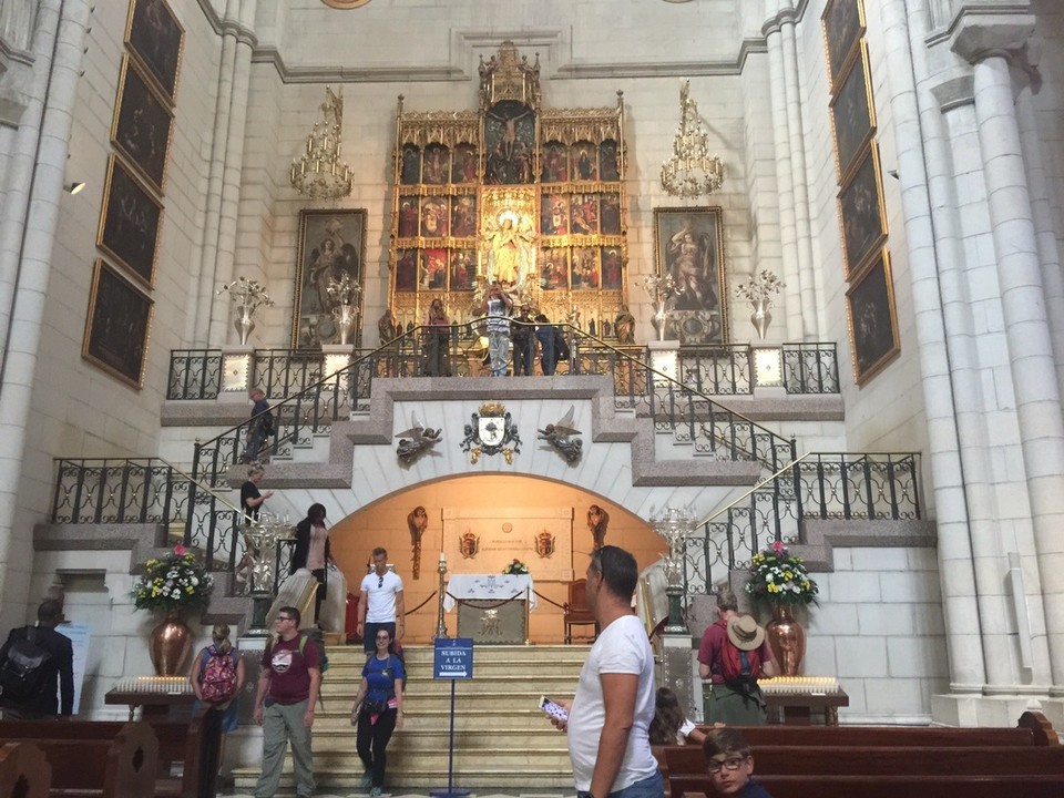 Spain - Madrid - Inside the Cathedral de la Almudena. The amazing gold altar piece. 