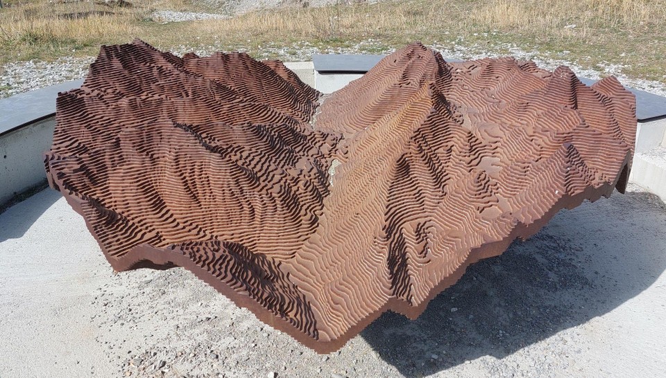 Italien - Cuneo - Modell des Passes "Col della Maddalena“