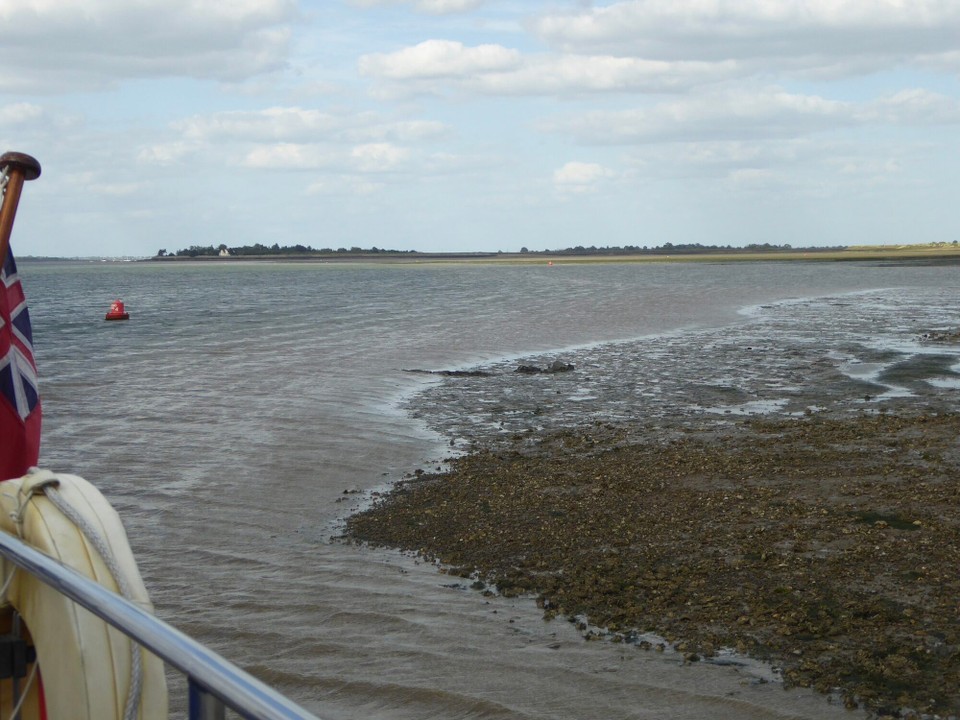 United Kingdom - Southminster - Whoops, we’ve gone aground! The channel is so narrow, and depths so varied, it was difficult to find a spot to anchor where Avalon wouldn’t swing into shallower water. Never mind, we have a lifting keel!