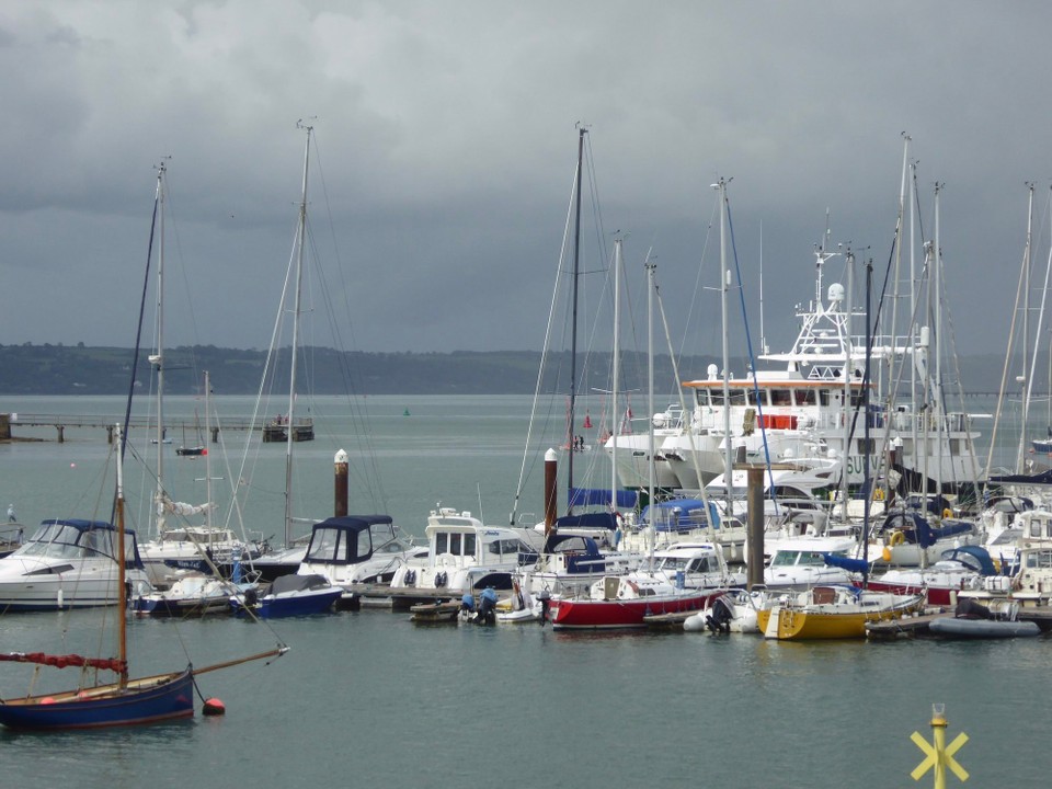 Ireland - Crosshaven - She had found, what we think, must have been the last available spot.  One of the tightest and most awkward berths, but with some superb boat handling skills from Kevin, we docked successfully.