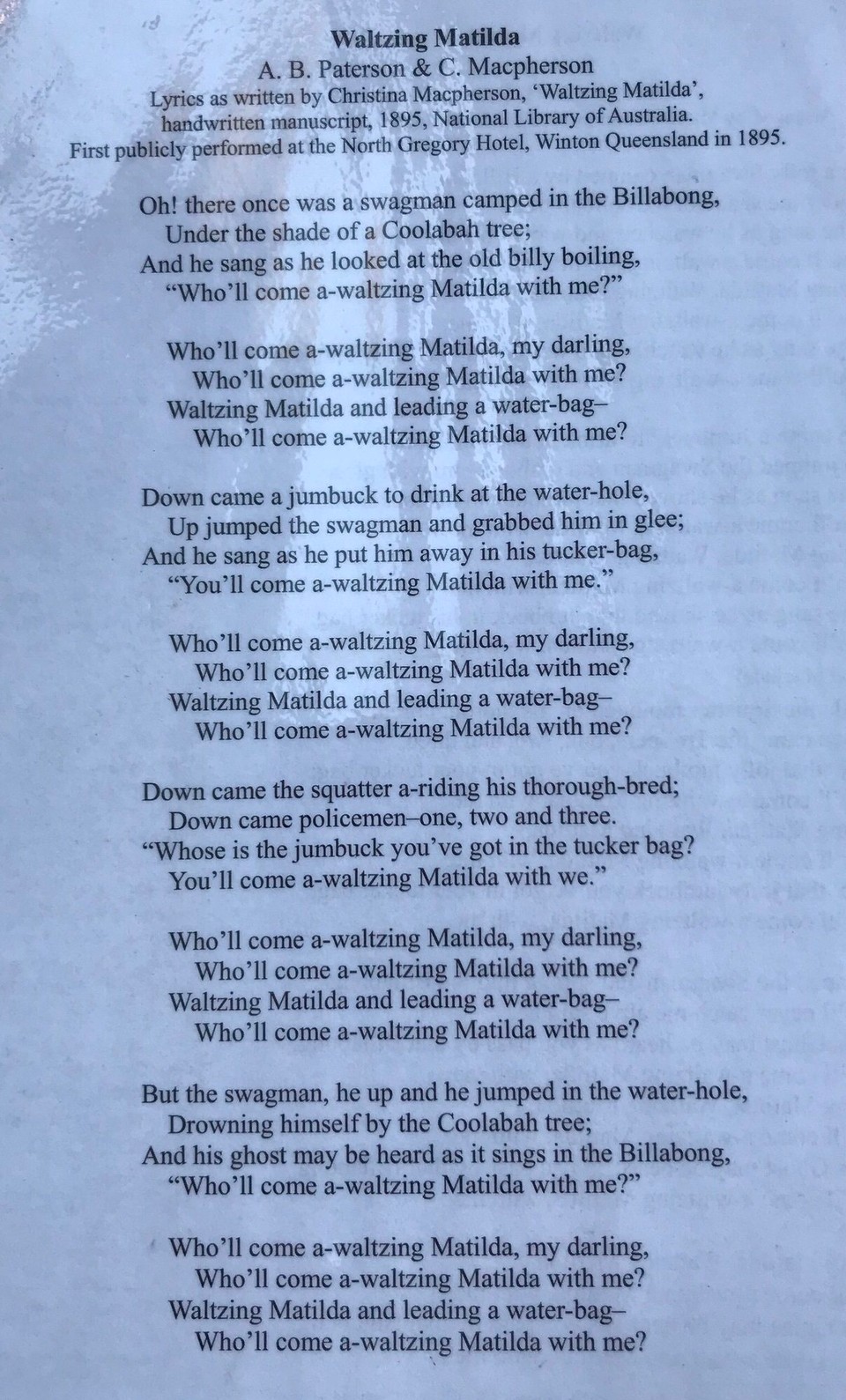 Australia - Winton - The original words !