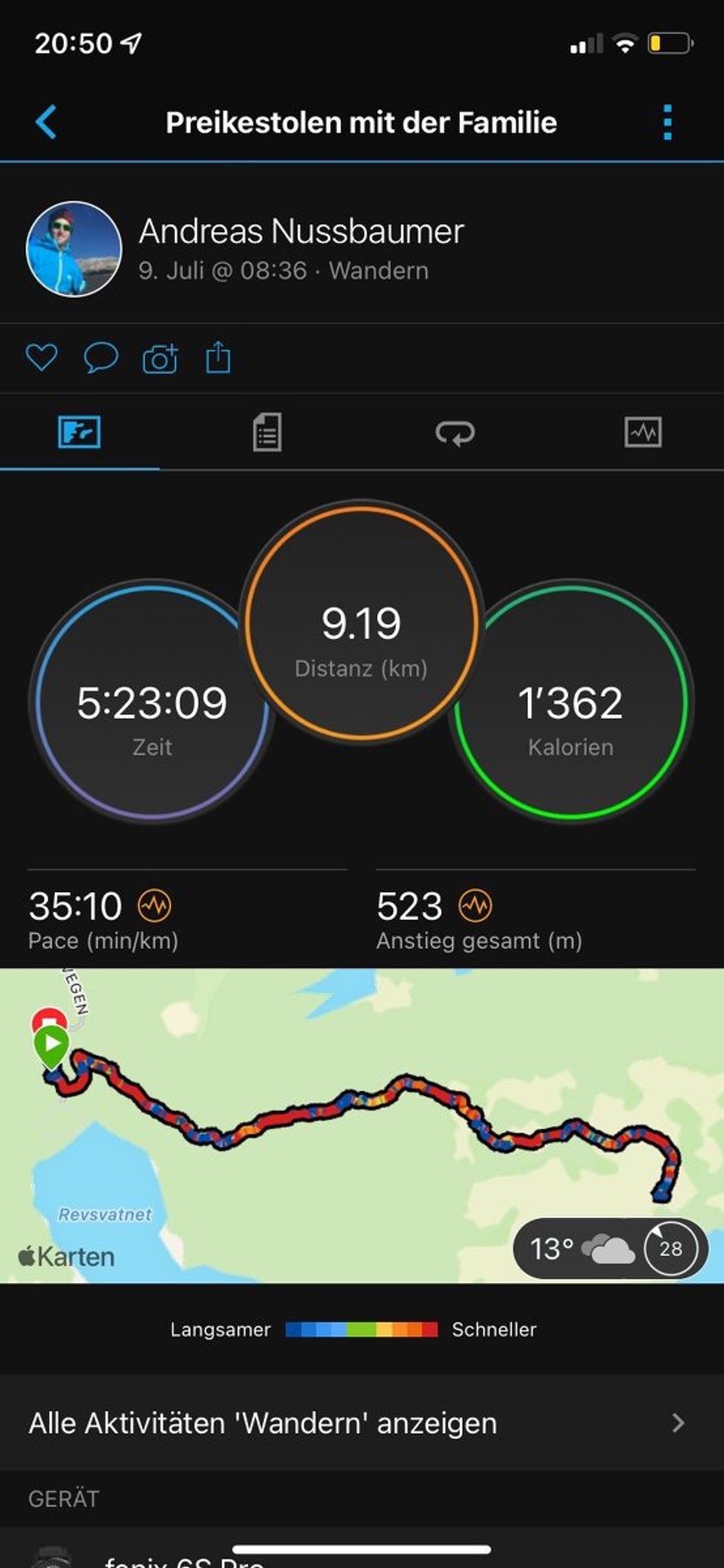 Norwegen - Jørpeland - 19‘000 Schritte (Andreas-Grösse - Fiona wahrscheinlich das Doppelte)
