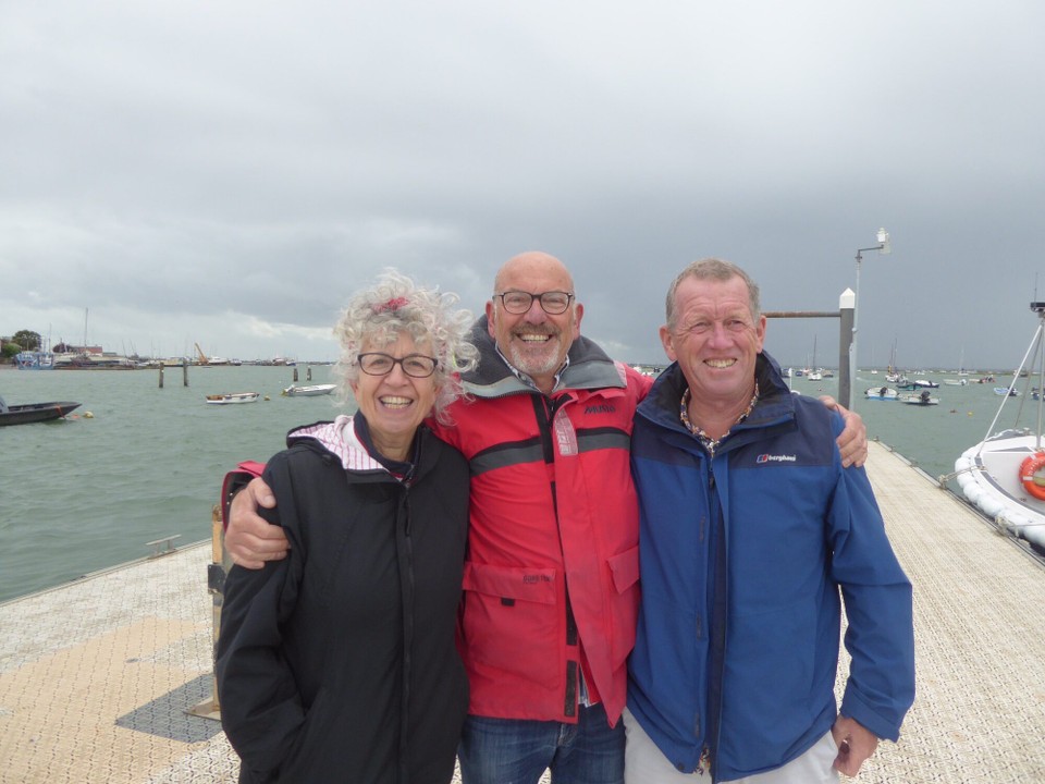United Kingdom - Colchester - Mark and Maggie agreed to join us for lunch at Dawn at Seafood (the old Oyster Shed, and recommended by Paul and Bea), so were very surprised to be taken straight to the hammerhead pontoon to board a front loading workboat / plastic landing craft.