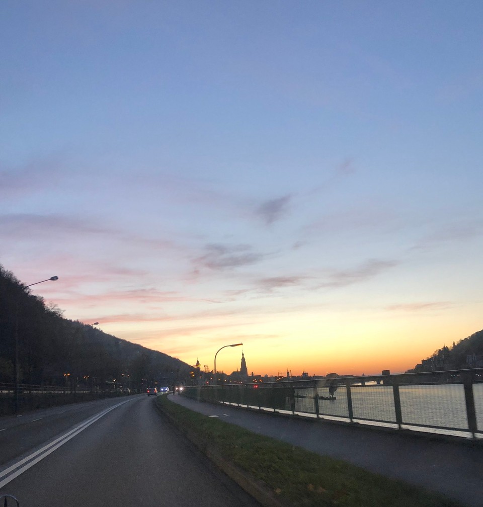 Deutschland - Ludwigshafen - Abendstimmung Heidelberg am Neckar nach einem tollen Tag, 18 Grad im November 2020