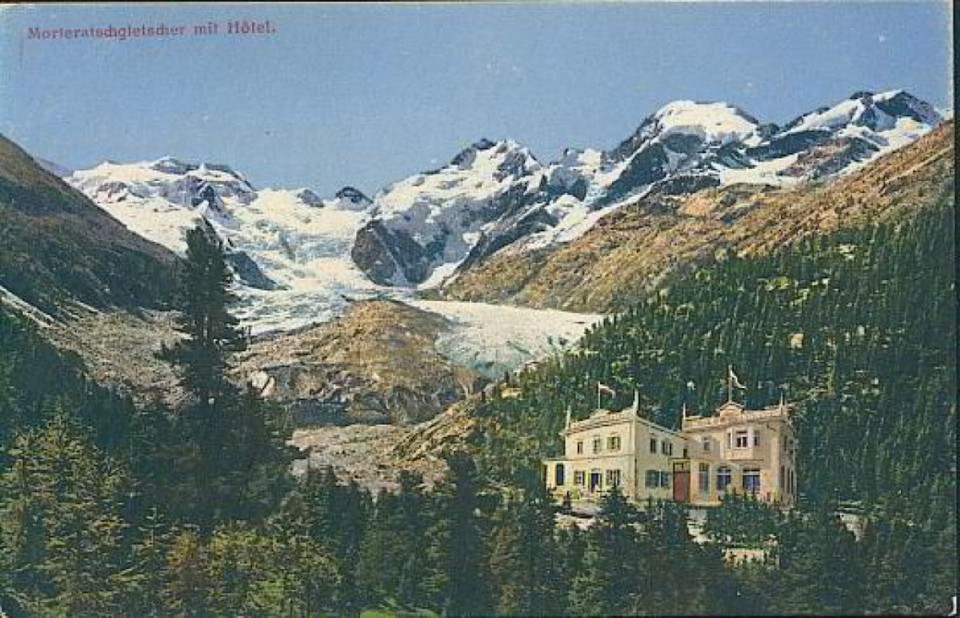 Schweiz - Pontresina/Engadin - Our Hotel 1900 with view to the glacier (old postcard )