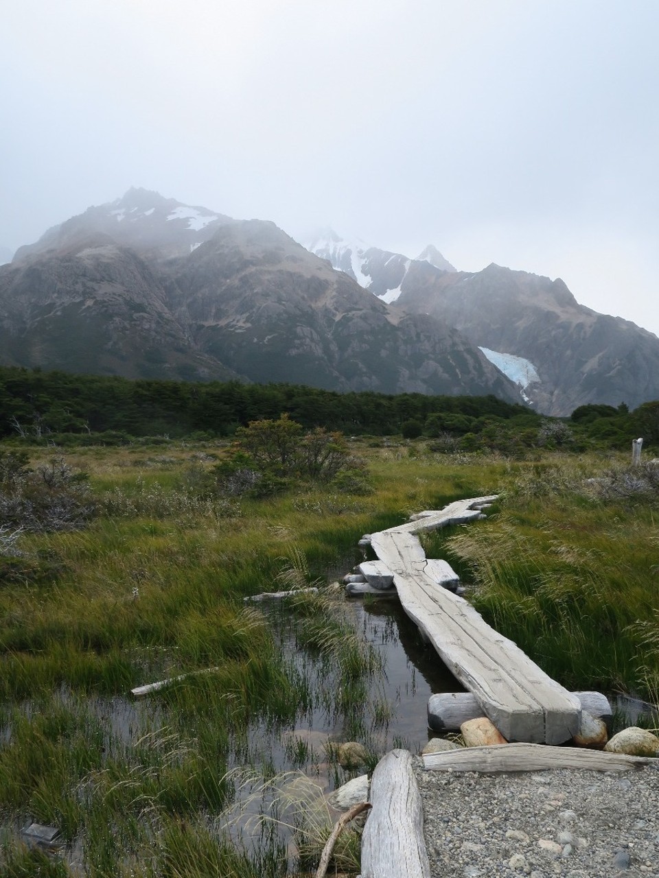 Argentina - El Chaltén - 2e jour : on essuie quelques averses, on prend le chemin des laguna de la hija et de la madre pour aller jusqu'au campement Poincenot, en bas du fitz roy. 10 km environ