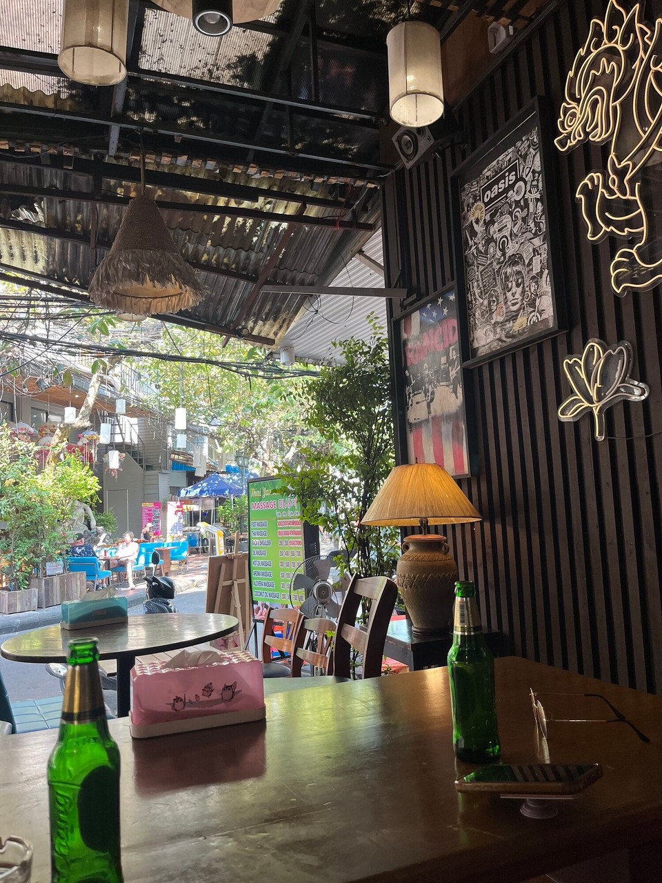 Thailand - Bangkok - Last day in Bangkok! I spent the morning walking around the markets close to my hotel and went for a drink with an American girl from Colorado. We saw an oasis poster in the bar we went to - can’t keep away! Bye bye Bangkok!