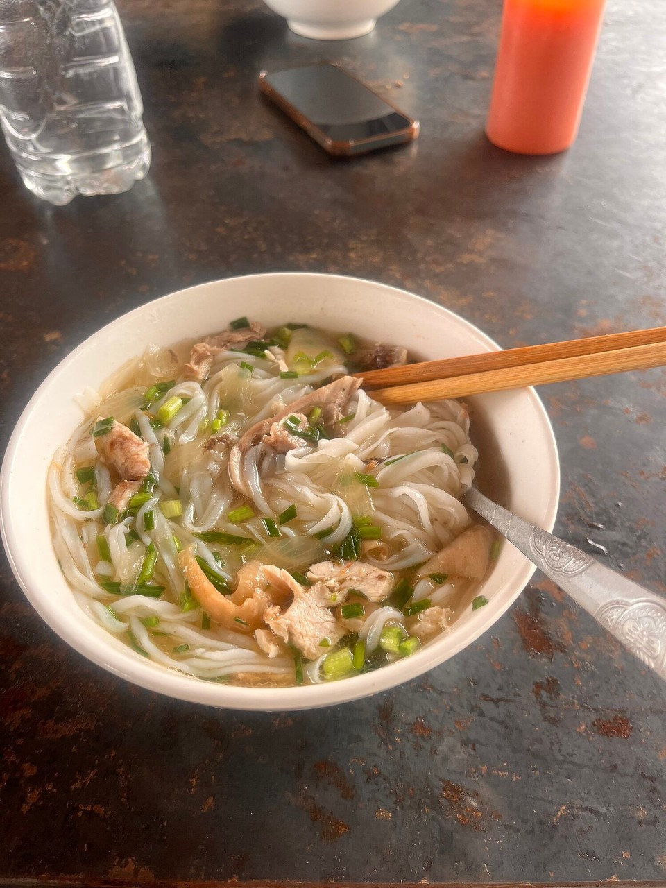 Vietnam - Ha Giang - Final day of the loop :( so sad to be leaving. Noodle soup for breakfast with a view of the rice fields. We ate together as a group which was nice before we set off to the waterfall. The waterfall was cold so I didn’t go in so I sat and chatted with Sara 