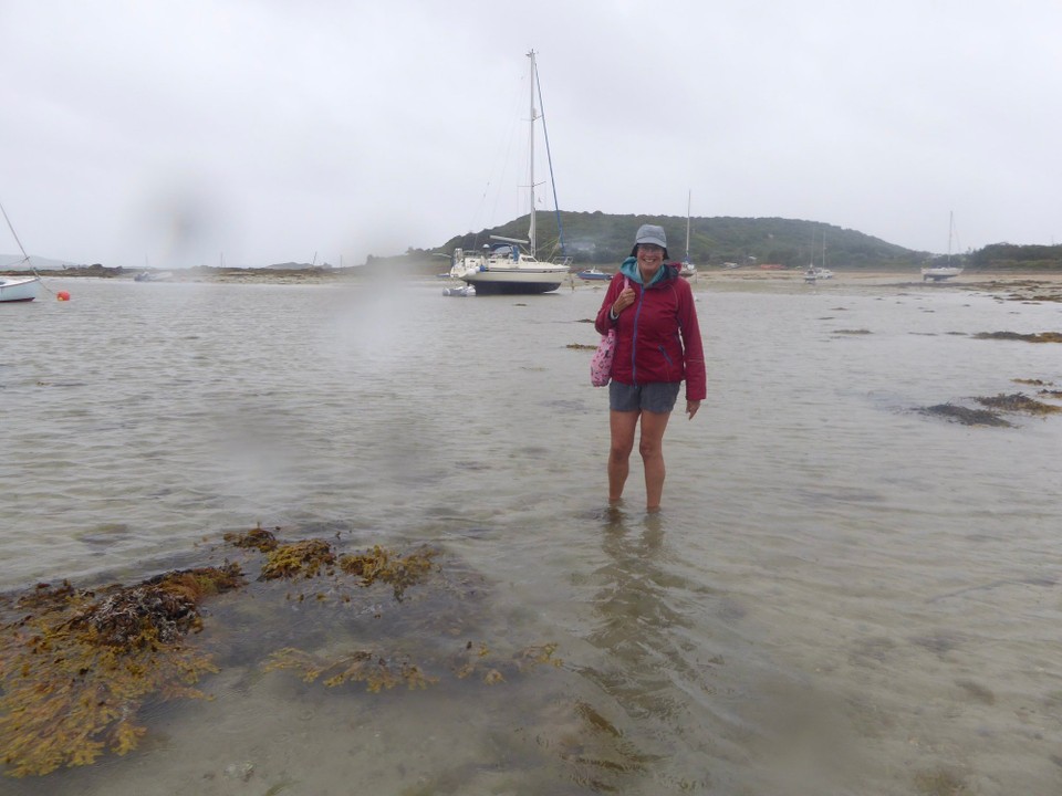 United Kingdom - Isles Of Scilly - Returning with our supper, a delicious selection of crab bisque, crab quiche, fish cake and salad.