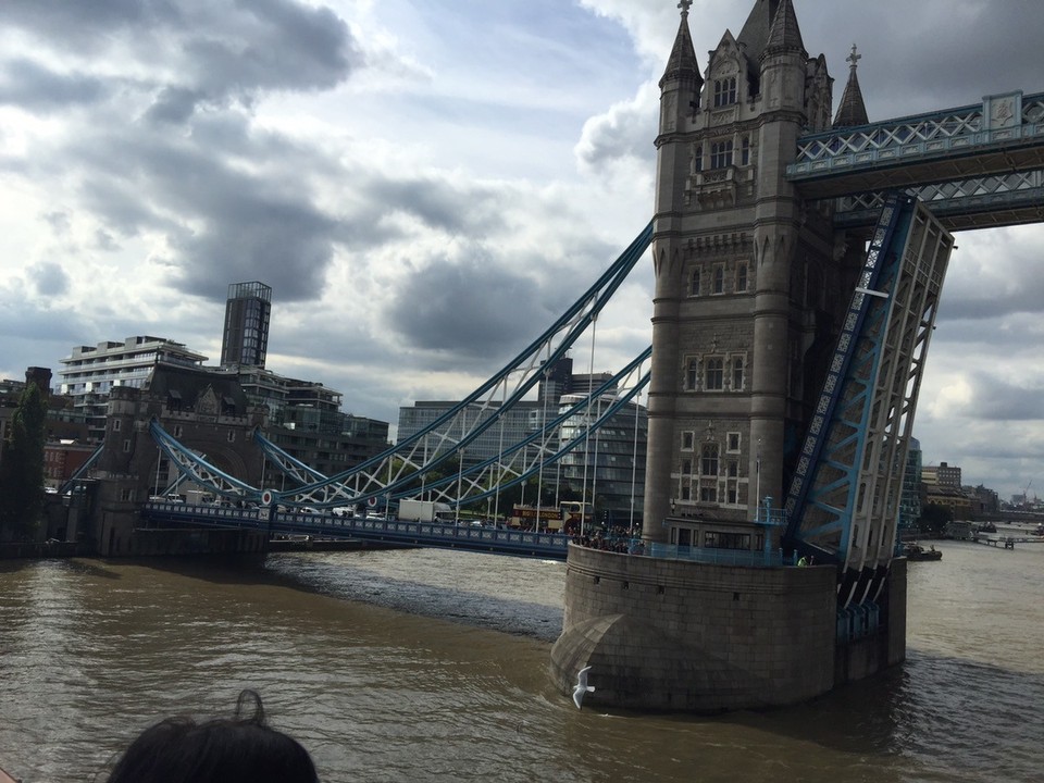  - United Kingdom, London, River Thames - Going under the Tower Bridge, London. 