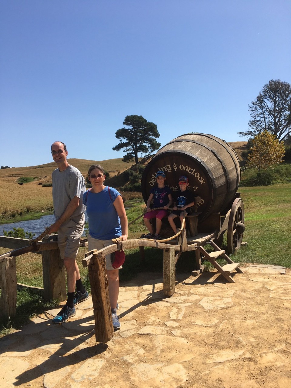 Neuseeland - Matamata - Wir haben unsere Eltern vorne an die Kutsche gemacht.