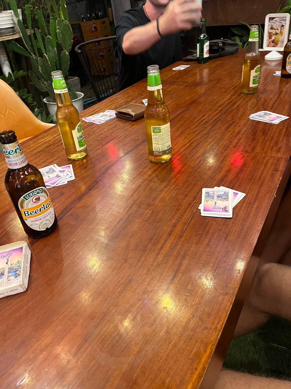 Laos - Vientiane - Whilst playing cards, Maisie and I decided to book a bus to pakse tomorrow (south Laos) as there are no buses to Hanoi for ages. Louis’ bus to Hanoi also cancelled so he has booked to pakse and so has Archie. We now have 6 of us booked on to the sleeper bus tomorrow night to Pakse :)