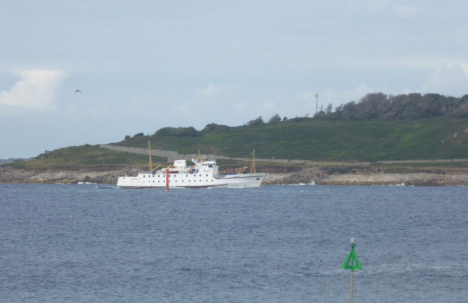 United Kingdom - Isles Of Scilly - The Scillonian heading for Penzance at the Bartholomew Ledges Wreck which we had passed earlier. This wreck, found in the 1970s and believed to be a mid 16th to early 17th century armed cargo vessel, was salvaged intensely until 1980 when salvage became prohibited under the designation of the wreck.