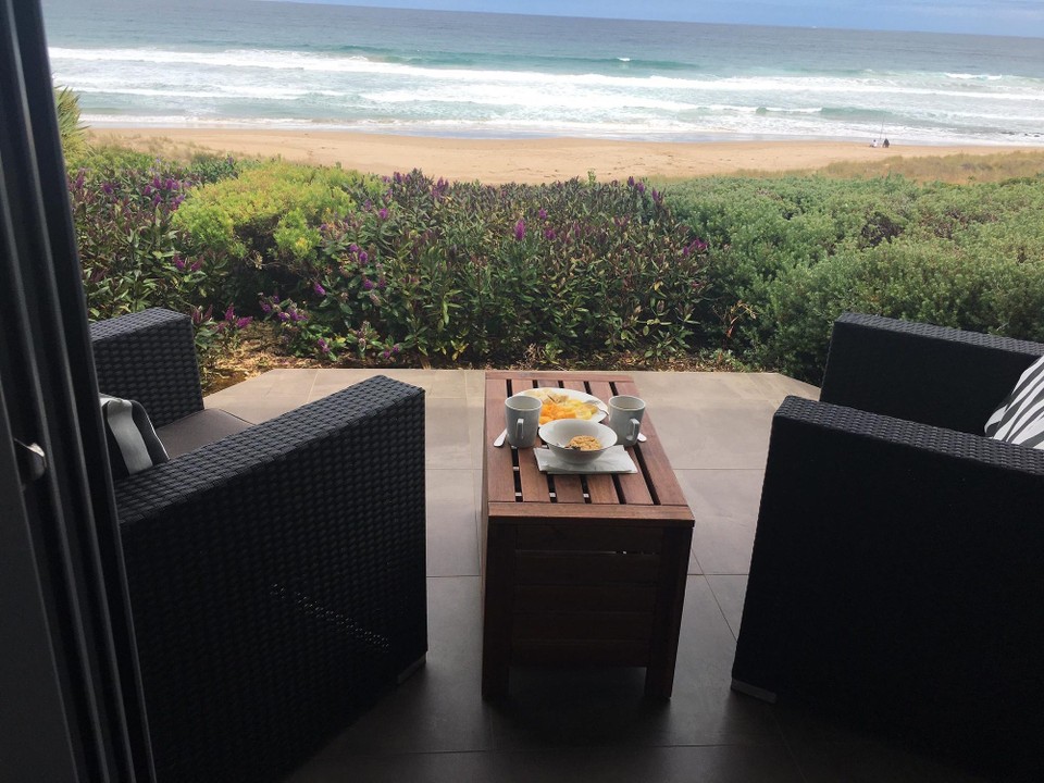 Australien - Apollo Bay - Sicht von der Terrasse auf den Strand