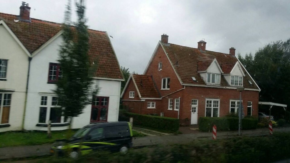 Netherlands - Groningen - Dutch houses. View from our Shuttlebus. 