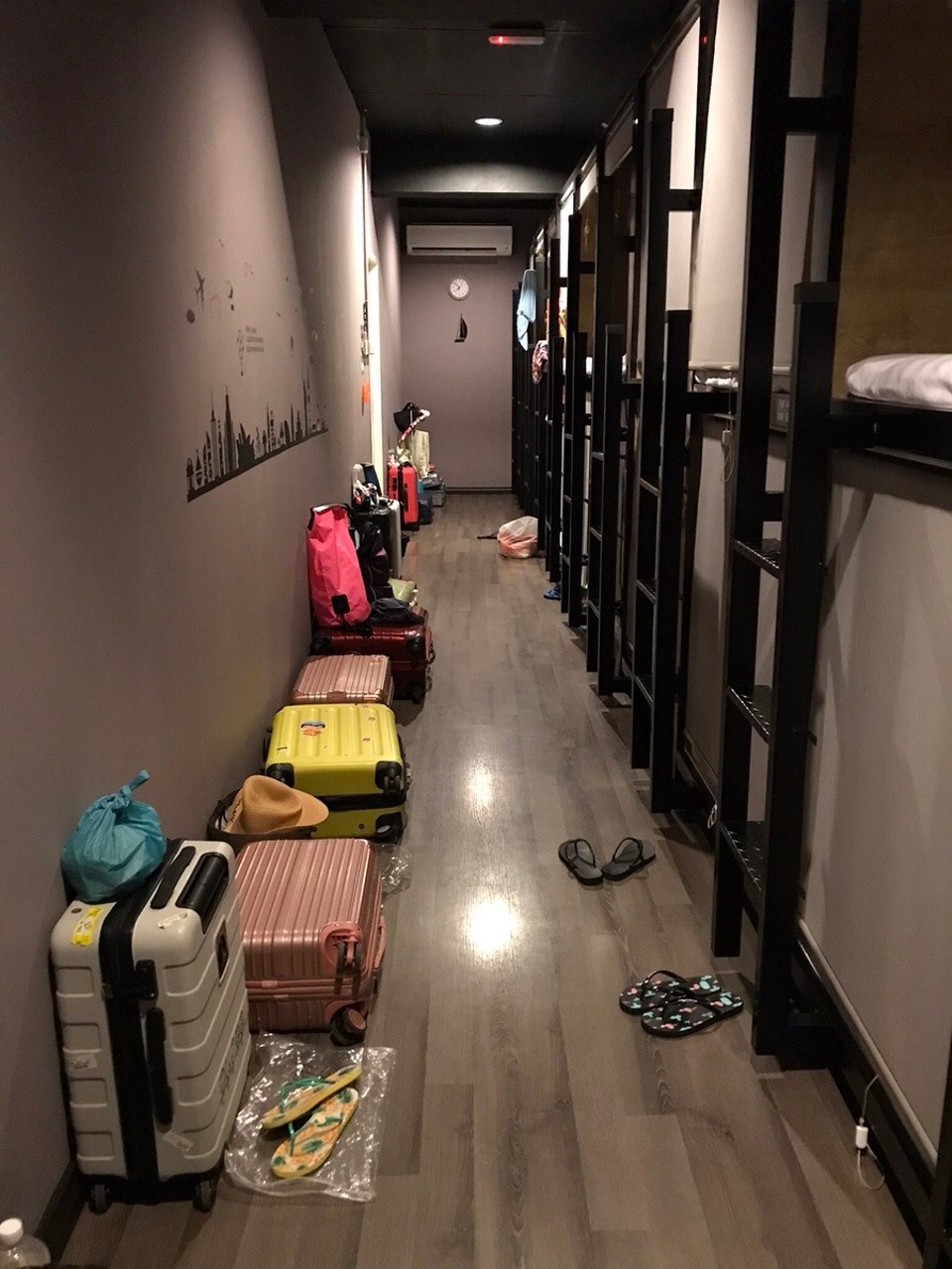 Malaysia - Semporna - The corridor at the hostel, maybe 20 or so of us in the room, earplugs at the ready....