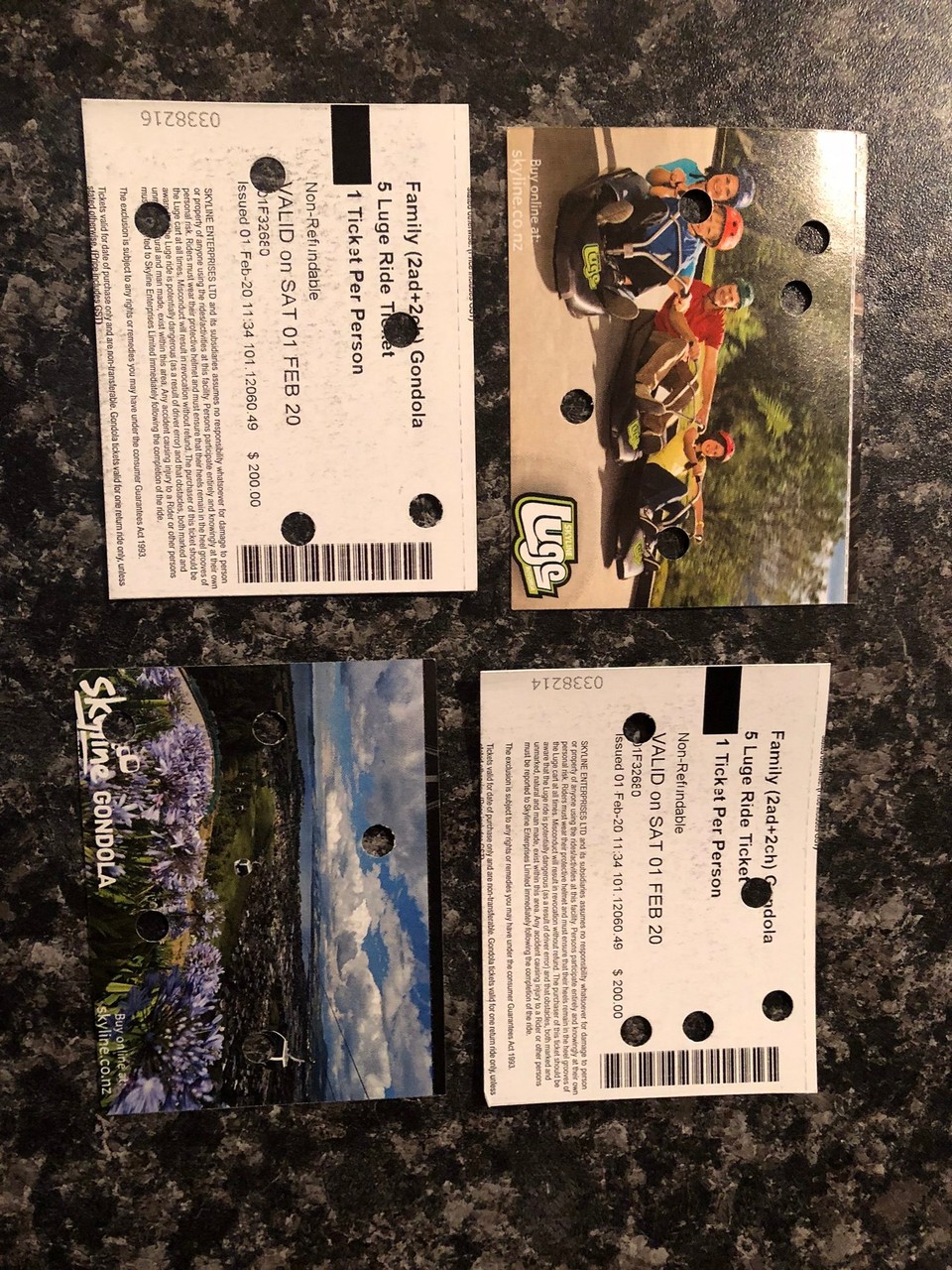 Neuseeland - Fairy Springs - Unsere Tickets: Skyline und 5 Mal Luge fahren.