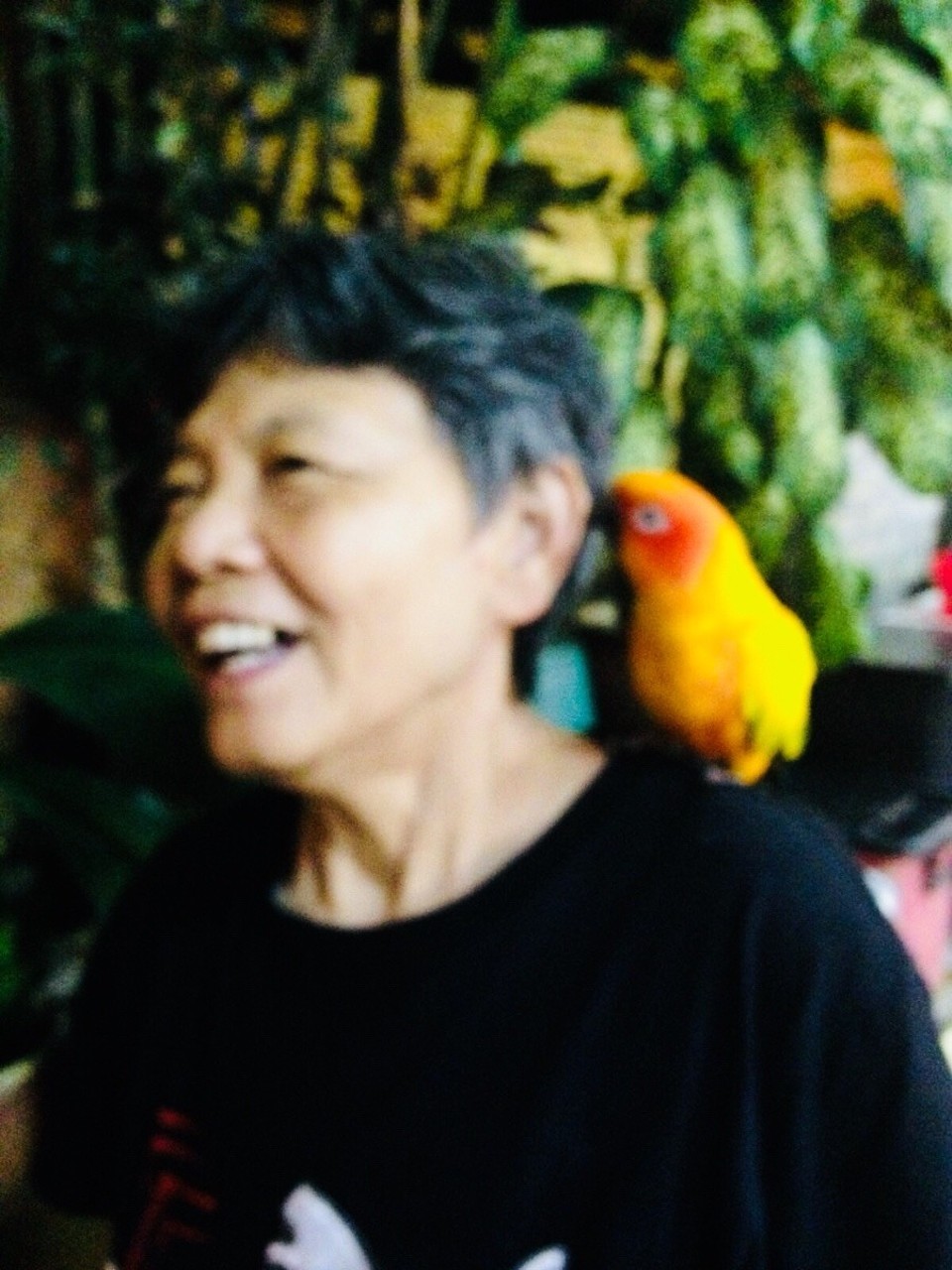 Malaysia - Kuala Lumpur - No wonder she looks so happy, she’s laughing about her parrot biting me!