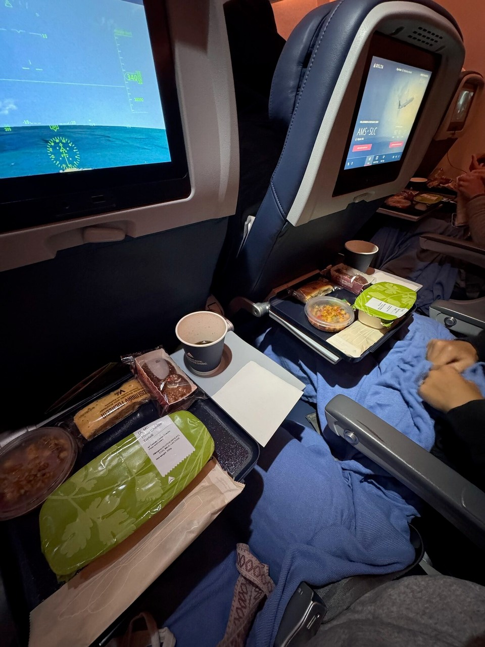 Vereinigte Staaten - Woods Cross - Mier sind zersch vo Zürich us uf Amsterdam gfloge und denn vo det us uf Salt Lake City. S‘Ässe im Flugzüg esch sehr fein gsi.