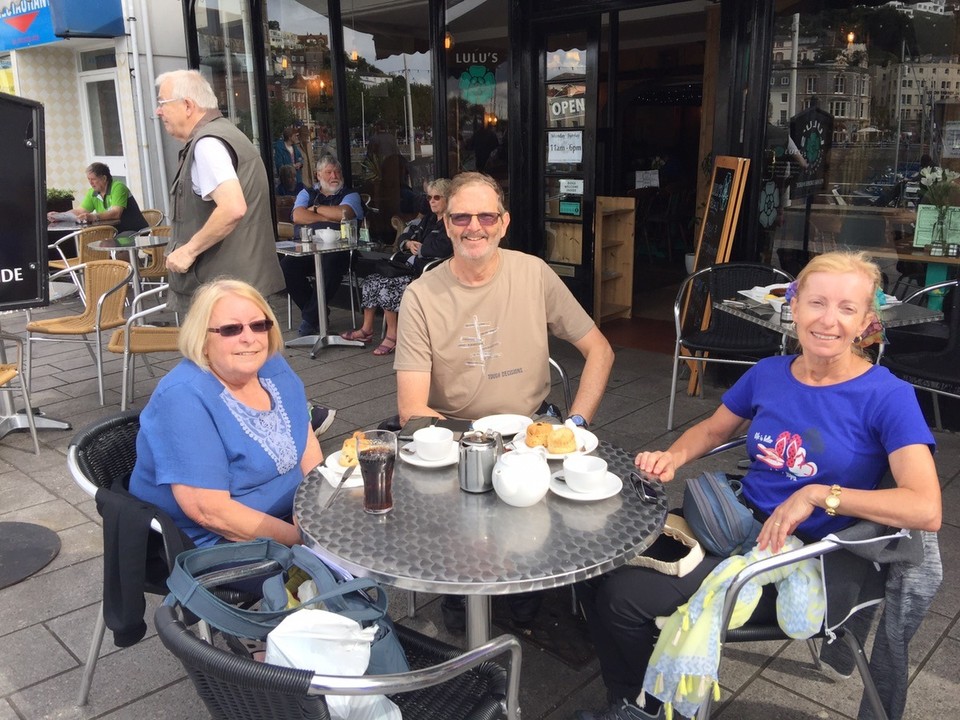  - United Kingdom, Torquay, Torbay - Devon Cream Tea with Vera (£6.75 for tea and 2 scones with jam and clotted cream) at Lulu's Wine Bar and Coffee Shop, on the esplanade of Torquay. 