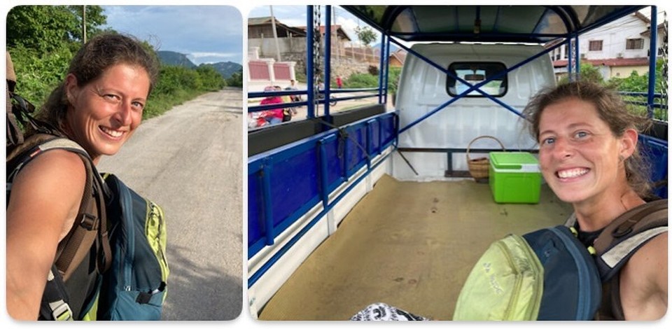 Laos - Luang Prabang - Tuktuk? Ne den Rest lauf ich. Komm nur nicht weit, weil wieder ein netter Mensch mich so mitnimmt 😊