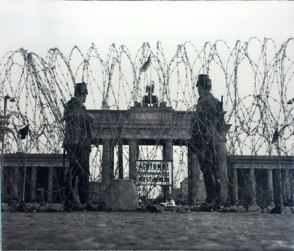 Germany - Berlin - A old photo of the early wall system. East German leader Walter Ulbricht agitated and maneuvered to get the Soviet Union's permission to construct the Berlin Wall in 1961 to stop Eastern Bloc emigration and defection westward through the Soviet border system, preventing escape across the city sector border from communist East Berlin into West Berlin.