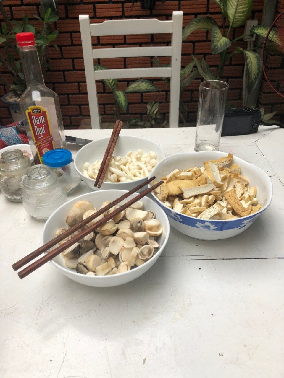 Vietnam - Hội An - Frischer Tofu... eine Art von Champignons und weiße längliche Pilze...