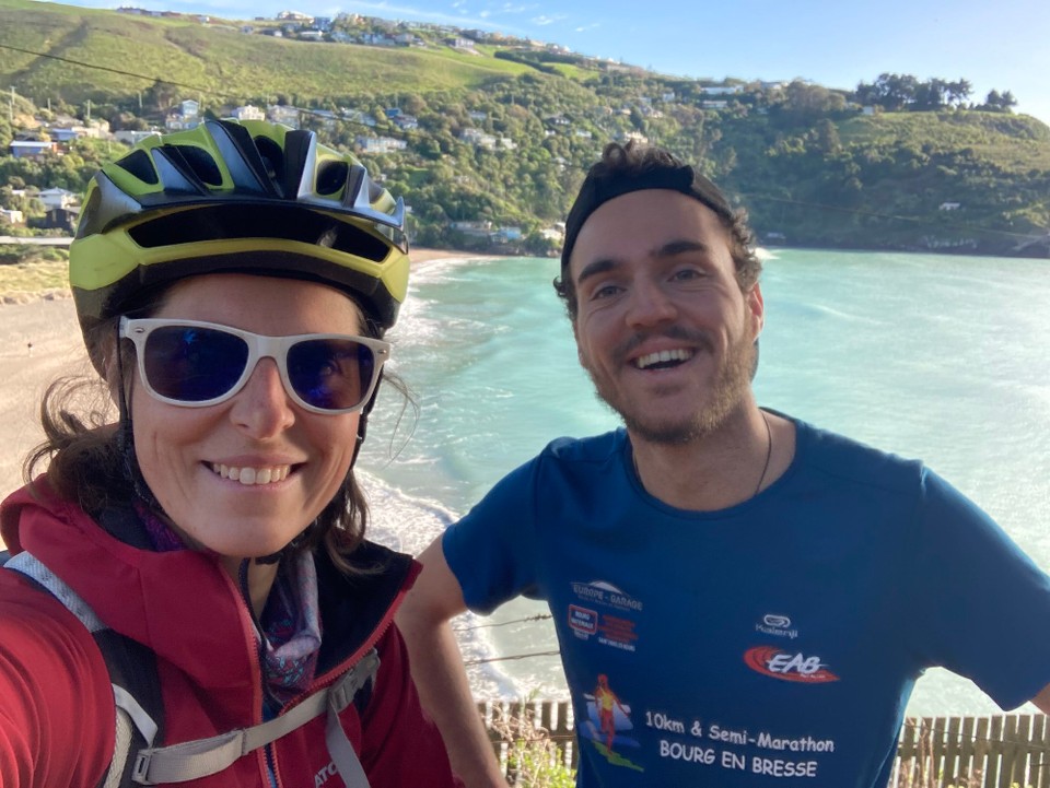 Neuseeland - Christchurch - Auf zur Fahrradtour (für mich) und Laufausflug (für Monty) - Start an Taylors Mistake Beach